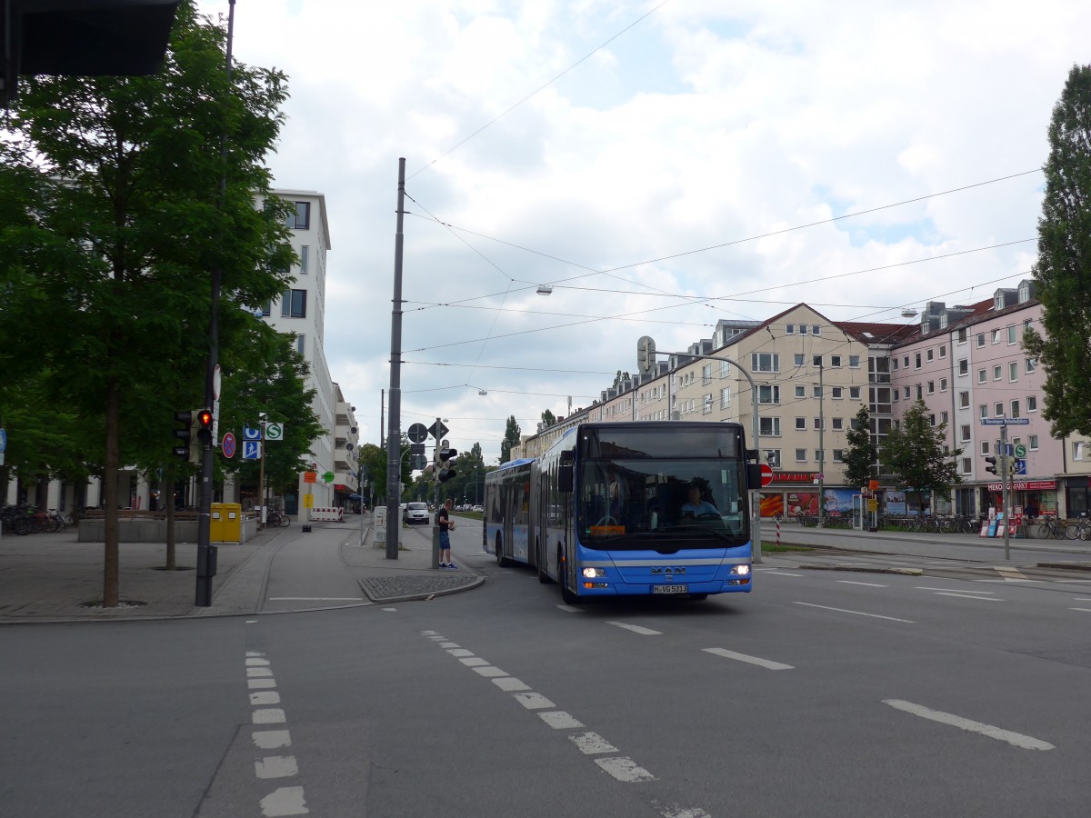 (162'777) - MVG Mnchen - Nr. 5313/M-VG 5313 - MAN am 28. Juni 2015 in Mnchen, Bahnhof Giesing