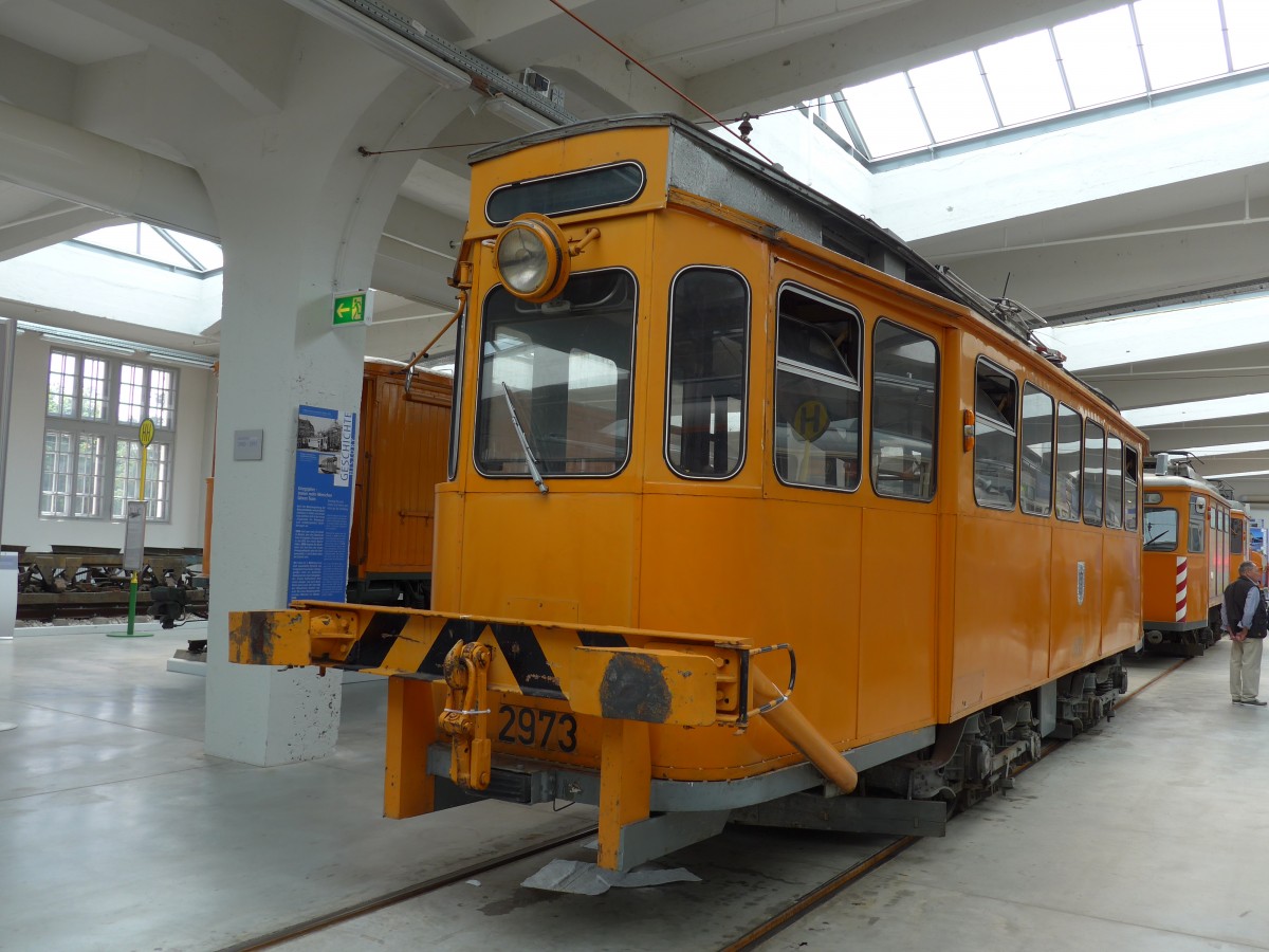 (162'834) - MVG-Tram - Nr. 2973 - am 28. Juni 2015 in M�nchen, MVG-Museum