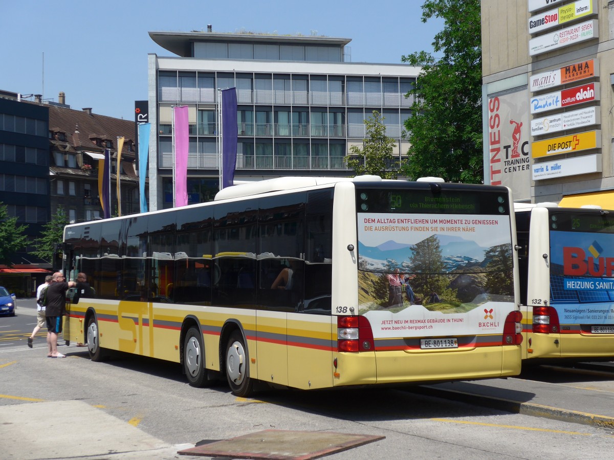 (162'916) - STI Thun - Nr. 138/BE 801'138 - MAN am 4. Juli 2015 beim Bahnhof Thun