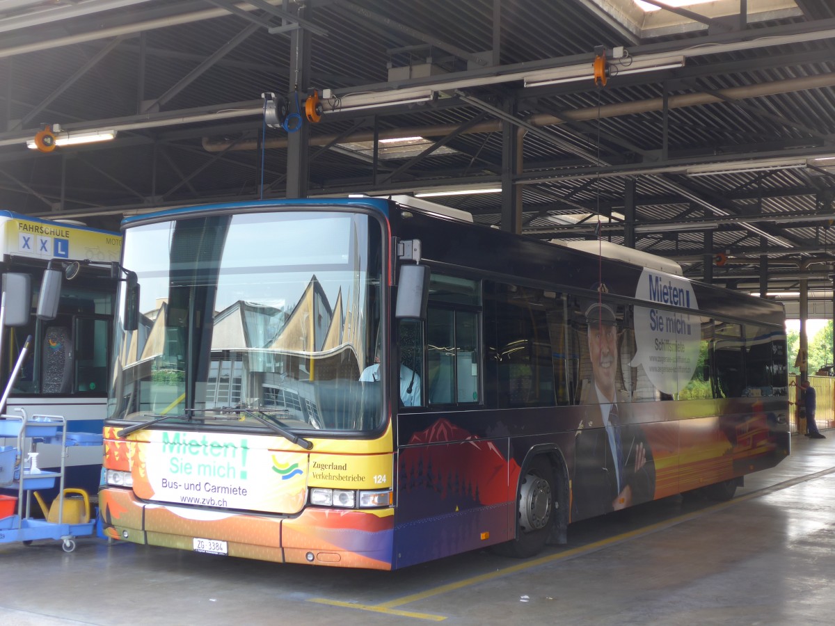 (162'992) - ZVB Zug - Nr. 124/ZG 3384 - Scania/Hess (ex Nr. 24) am 6. Juli 2015 in Zug, Garage