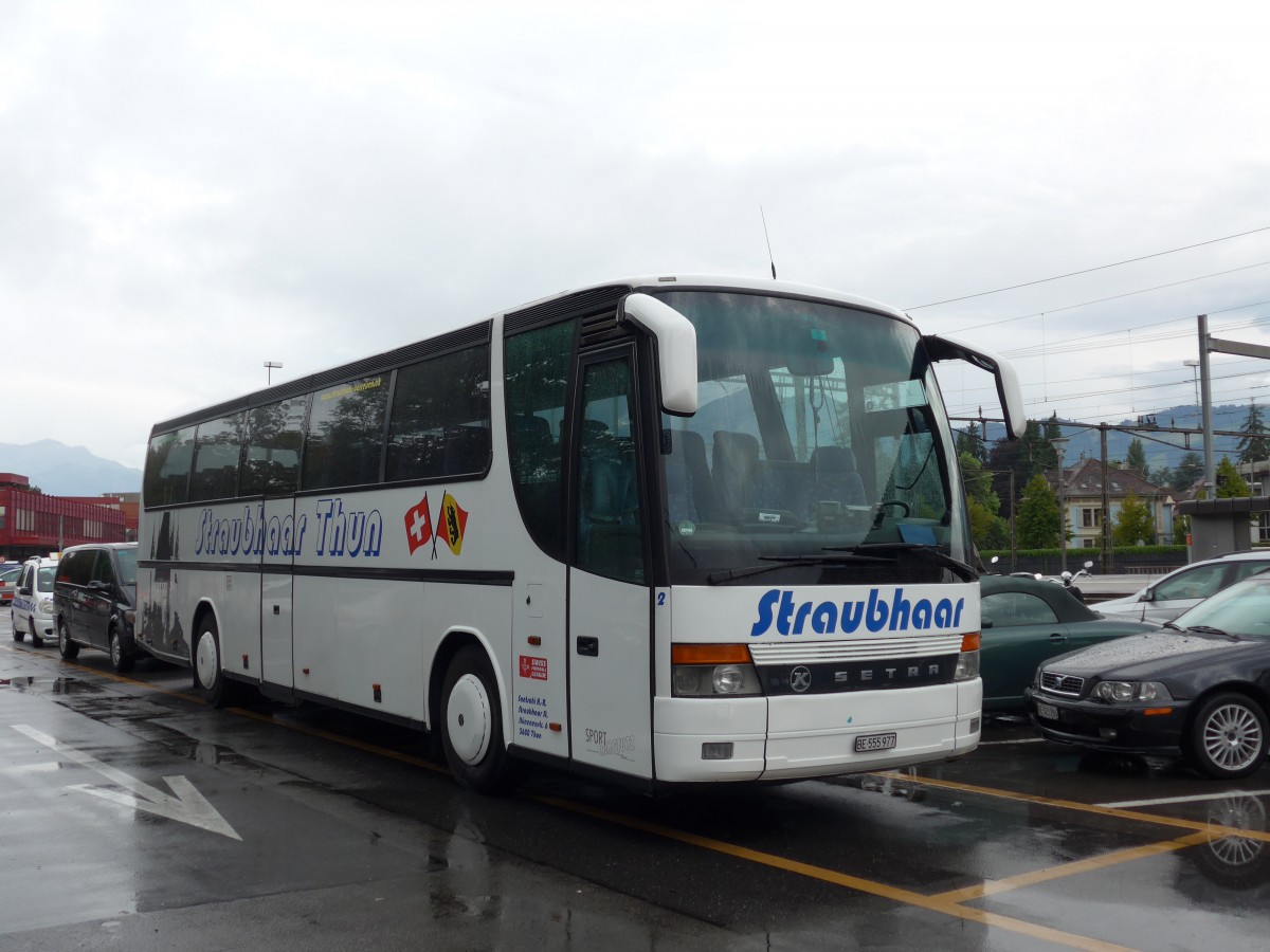 (163'313) - Straubhaar, Thun - Nr. 2/BE 555'977 - Setra am 14. August 2015 in Thun, CarTerminal