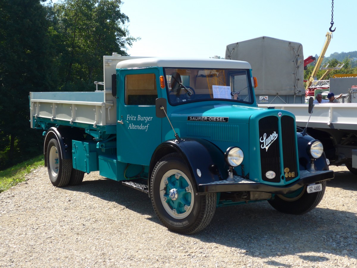 (163'958) - Burger, Altendorf - SZ 4680 - Saurer am 29. August 2015 in Oberkirch, CAMPUS Sursee