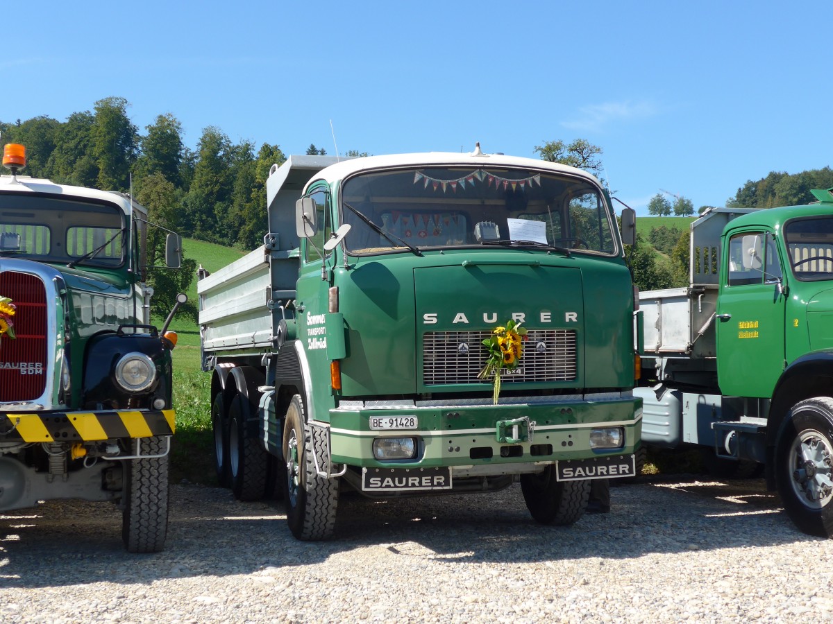 (164'031) - Sommer, Zollbr�ck - BE 91'428 - Saurer am 29. August 2015 in Oberkirch, CAMPUS Sursee
