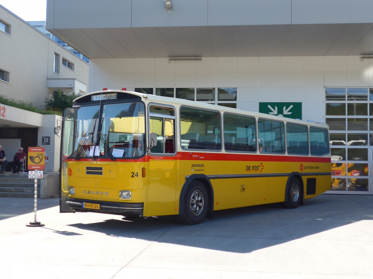 (164'211) - Aus Holland: FRAM Drachten - Nr. 24/BV-PD-26 - Saurer/R&J (ex PostAuto Graubnden; ex P 24'367) am 29. August 2015 in Oberkirch, CAMPUS Sursee