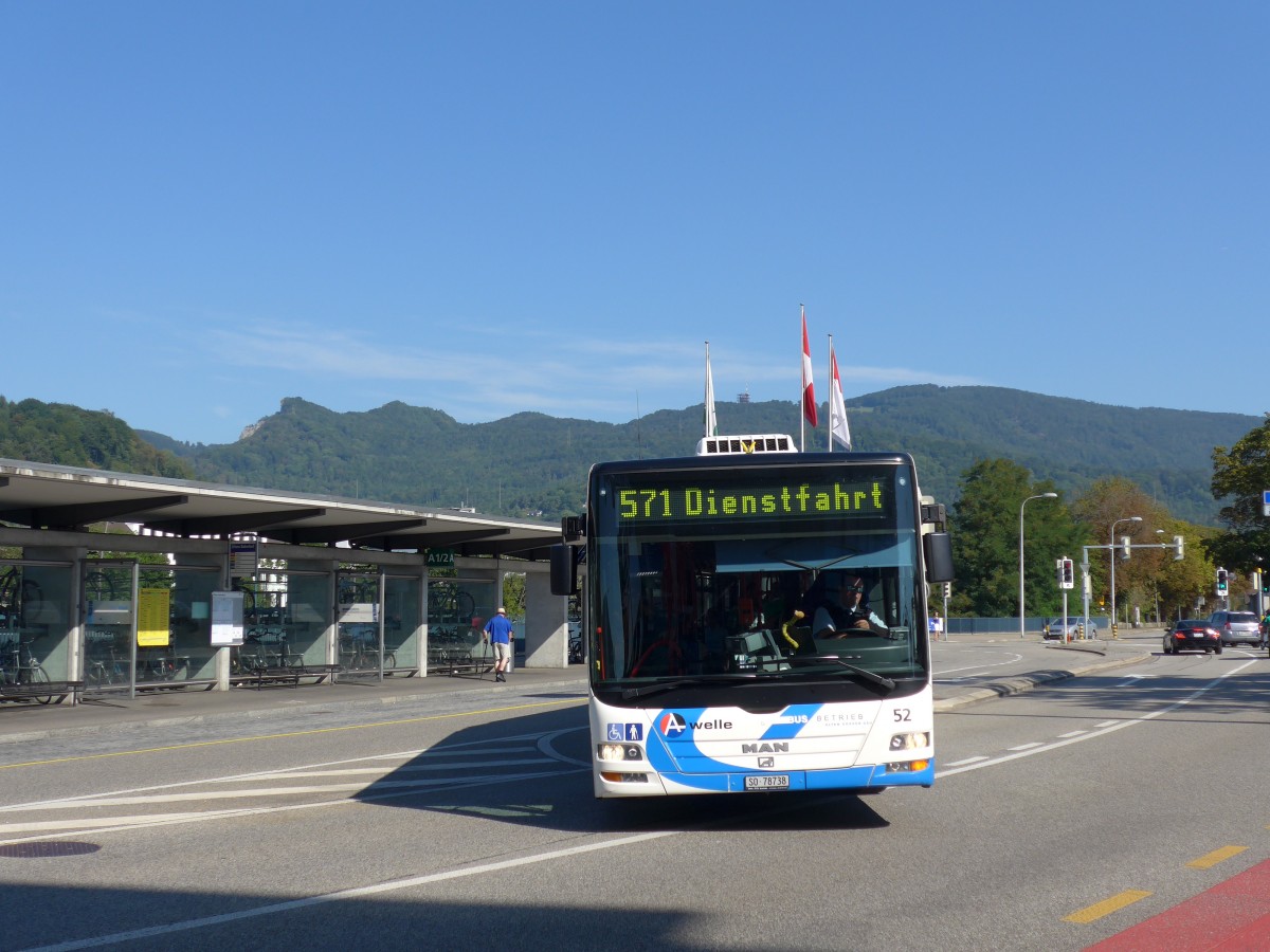 (164'282) - BOGG Wangen b.O. - Nr. 52/SO 78'738 - MAN am 30. August 2015 beim Bahnhof Olten