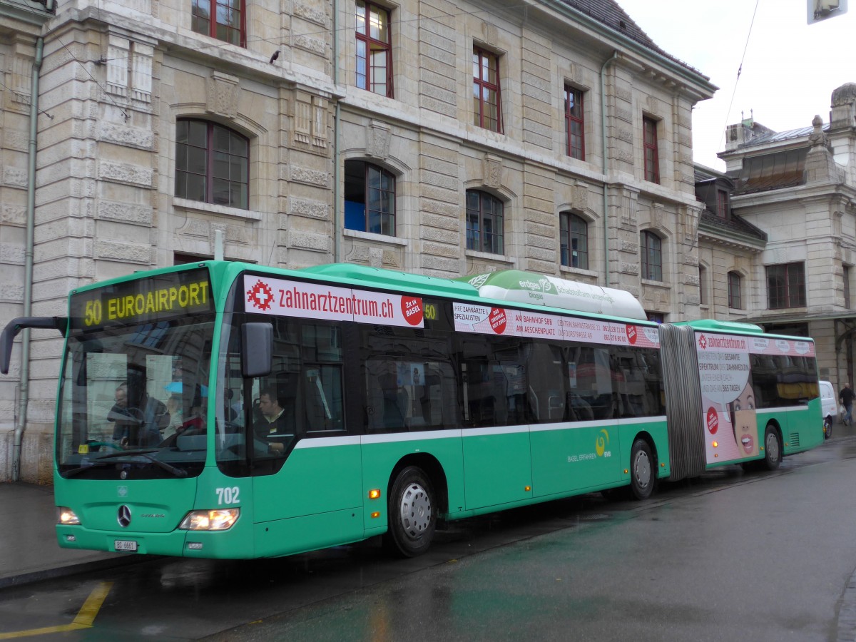 (164'699) - BVB Basel - Nr. 702/BS 6661 - Mercedes am 14. September 2015 beim Bahnhof Basel