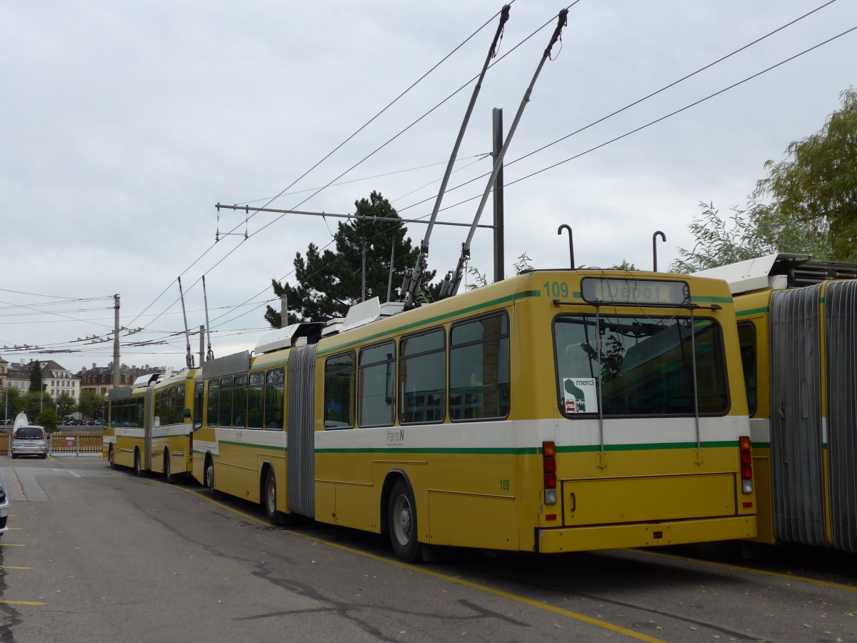 (164'778) - transN, La Chaux-de-Fonds - Nr. 109 - NAW/Hess Gelenktrolleybus (ex TN Neuchtel Nr. 109) am 15. September 2015 in Neuchtel, Dpt