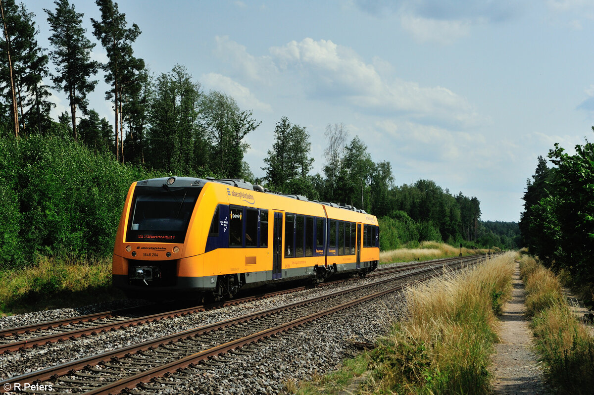 1648 204 als RB23 OPB79730 Regensburg - Marktredwitz kurz vor Wiesau/Oberpfalz. 10.07.23