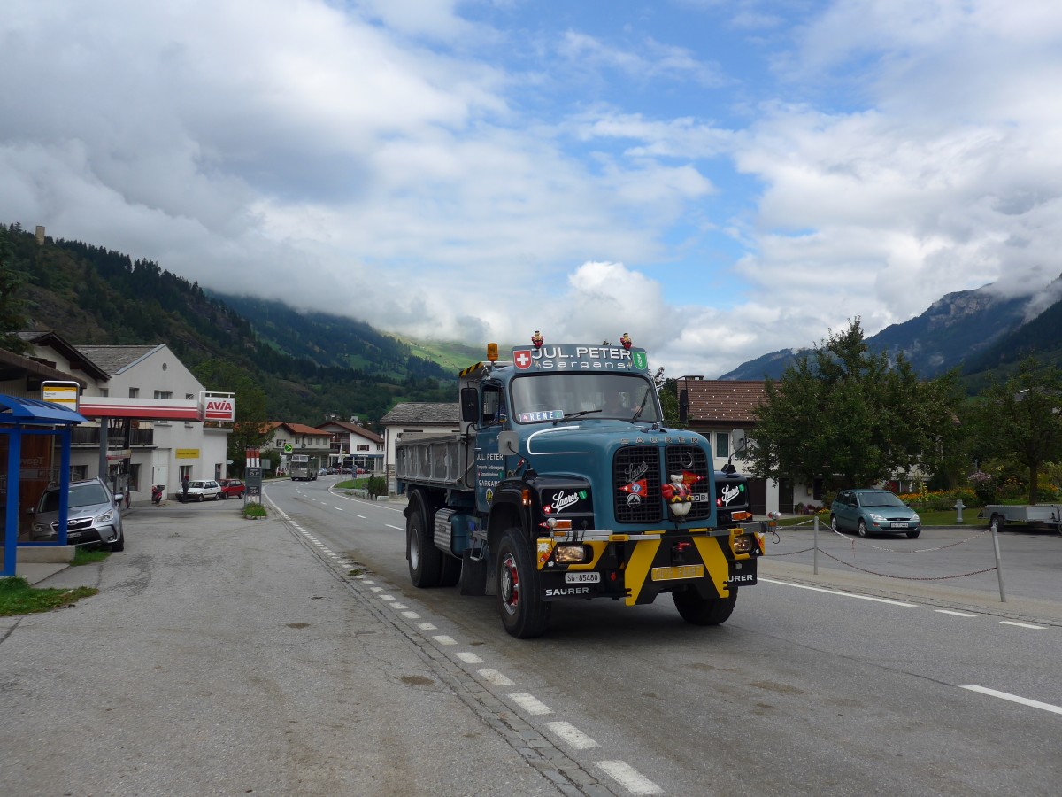 (165'368) - Peter, Sargans - SG 85'480 - Saurer am 19. September 2015 in Andeer, Tgavugl