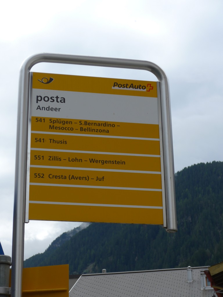 (165'415) - PostAuto-Haltestelle - Andeer, posta - am 19. September 2015