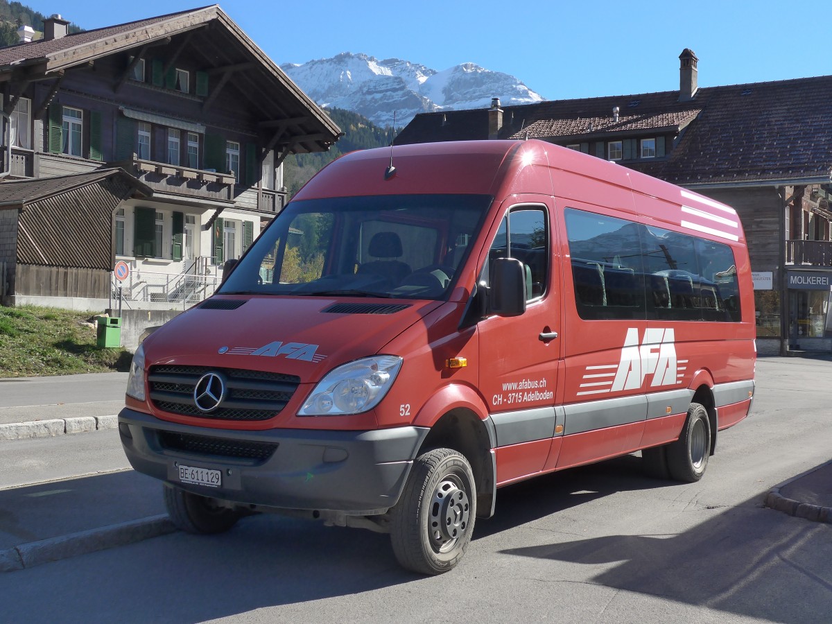 (166'508) - AFA Adelboden - Nr. 52/BE 611'129 - Mercedes am 1. November 2015 beim Bahnhof Lenk