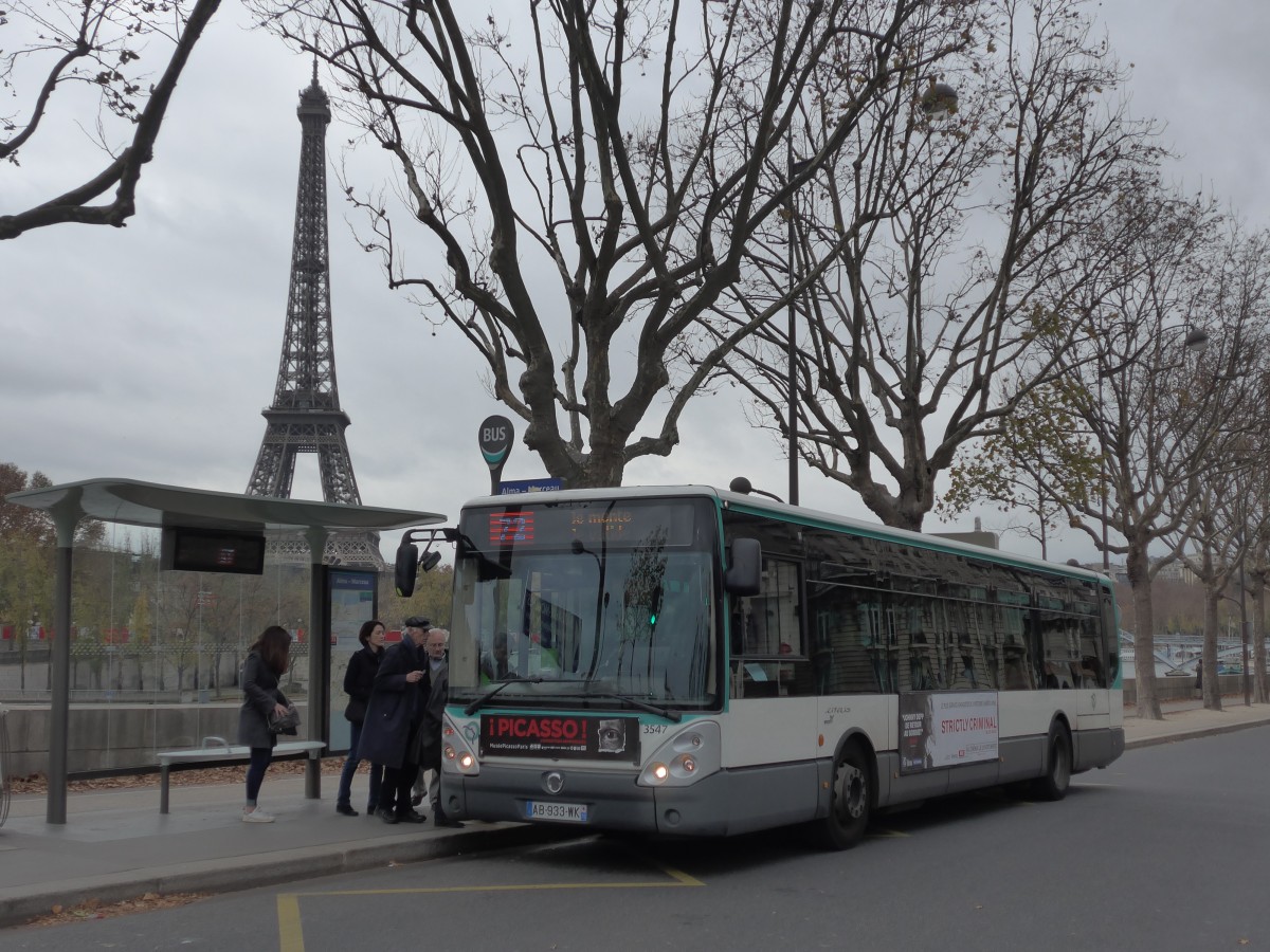 (166'984) - RATP Paris - Nr. 3547/AB 933 WK - Irisbus am 16. November 2015 in Paris, Alma-Marceau