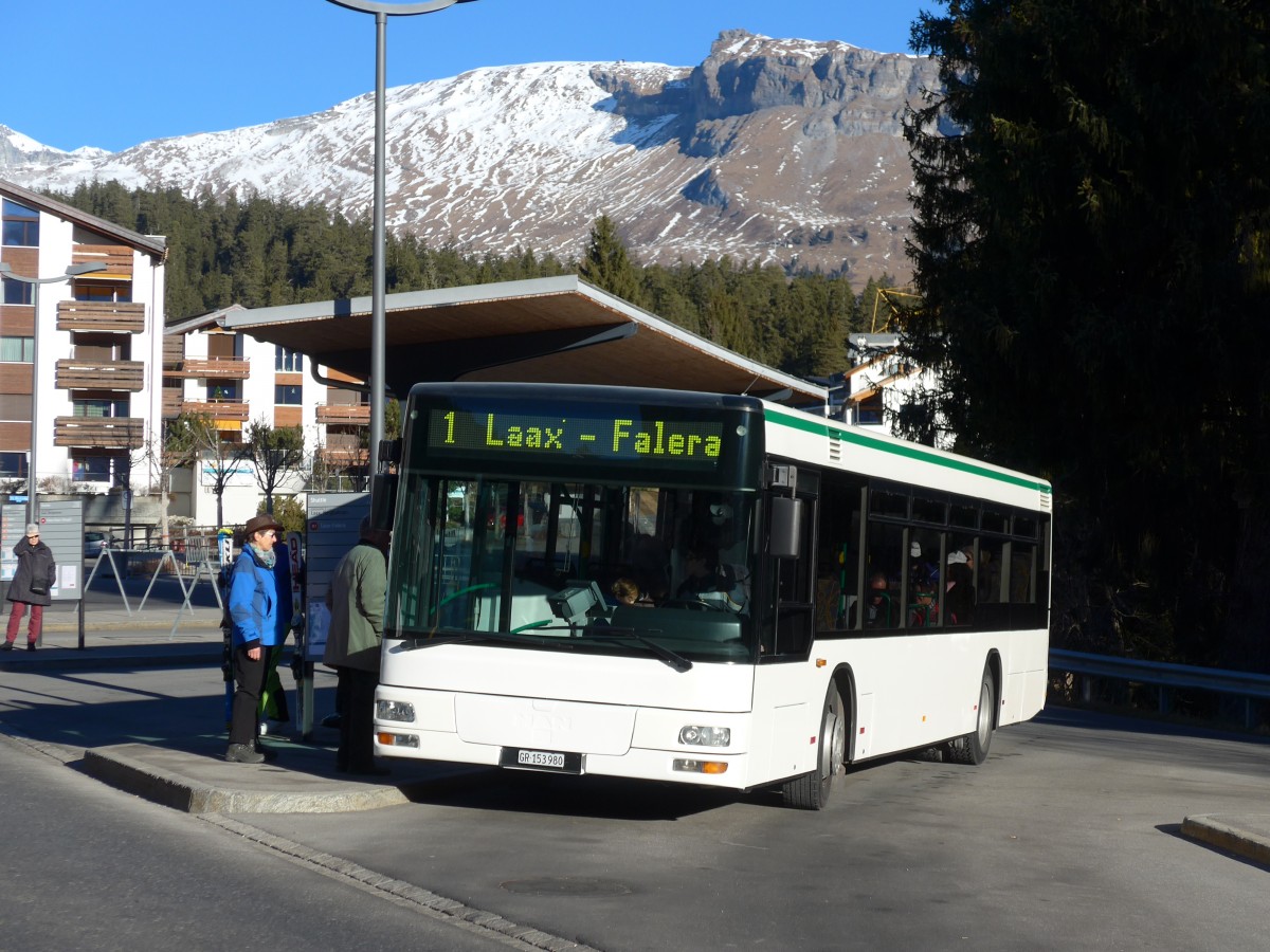 (167'956) - Stuppan, Flims - GR 153'980 - MAN (ex TN Neuchtel Nr. 226) am 26. Dezember 2015 in Laax, Bergbahnen