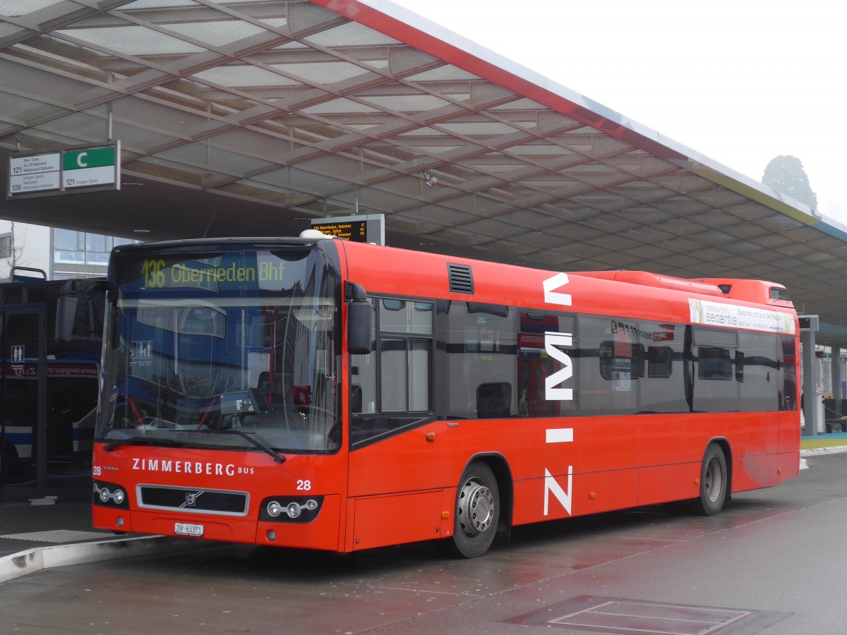 (168'173) - AHW Horgen - Nr. 28/ZH 63'371 - Volvo am 1. Januar 2016 beim Bahnhof Horgen