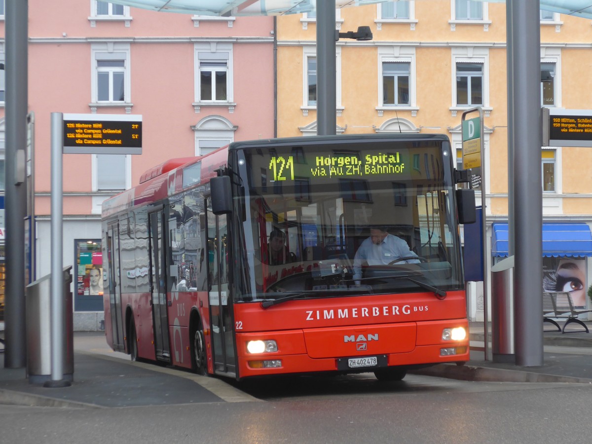 (168'199) - AHW Horgen - Nr. 22/ZH 402'478 - MAN am 1. Januar 2016 beim Bahnhof Wdenswil