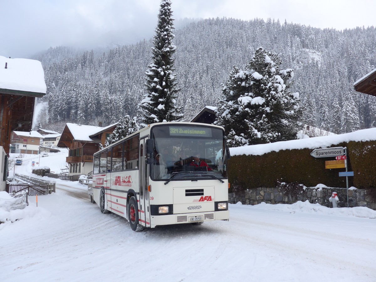 (168'474) - AFA Adelboden - Nr. 39/BE 25'753 - NAW/R&J (ex Nr. 18; ex Autopostale, Mendrisio Nr. 38; ex Piotti, Balerna Nr. 38; ex AAGI Interlaken Nr. 38; ex Schmocker, Beatenberg Nr. 3) am 17. Januar 2016 in Zweisimmen, Obegg