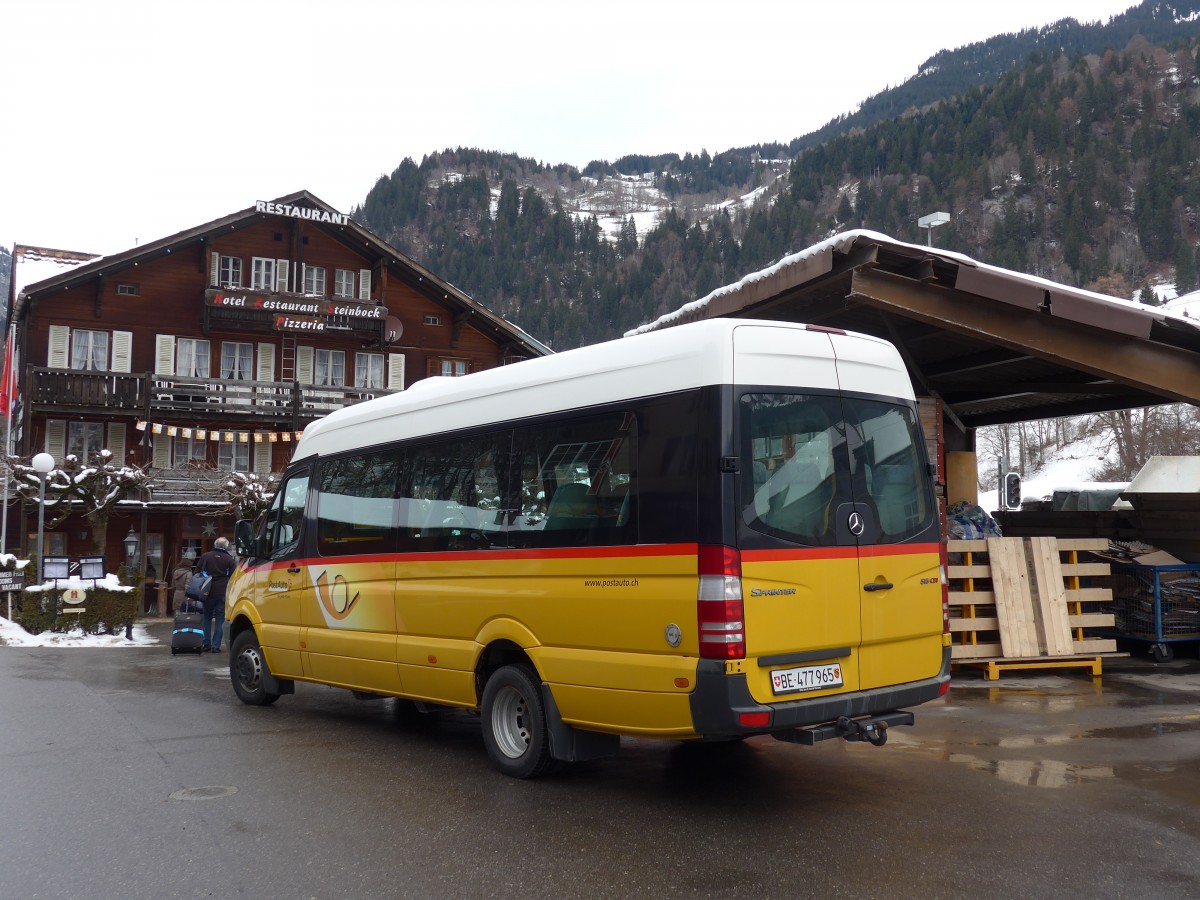 (168'560) - PostAuto Bern - BE 477'965 - Mercedes (ex BE 455'376; ex Steiner, Messen) am 24. Januar 2016 beim Bahnhof Lauterbrunnen