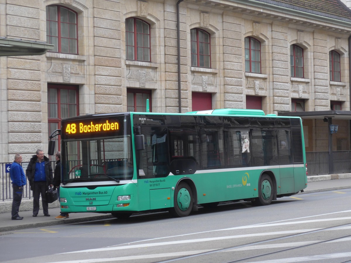 (168'750) - MAB Basel - Nr. 37/BS 4437 - MAN am 20. Februar 2016 beim Bahnhof Basel