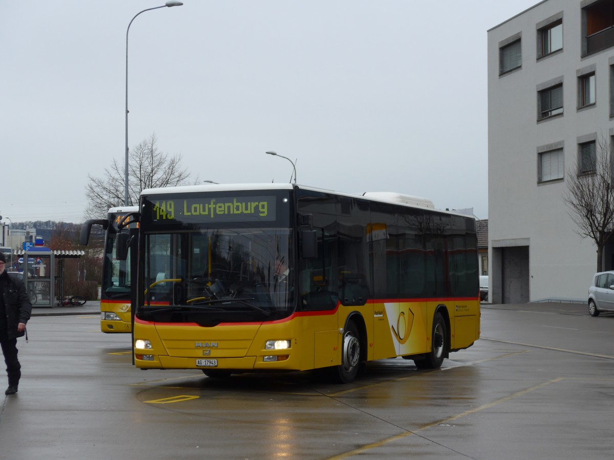 (168'767) - Erne, Full - AG 17'943 - MAN/Gppel am 20. Februar 2016 beim Bahnhof Laufenburg