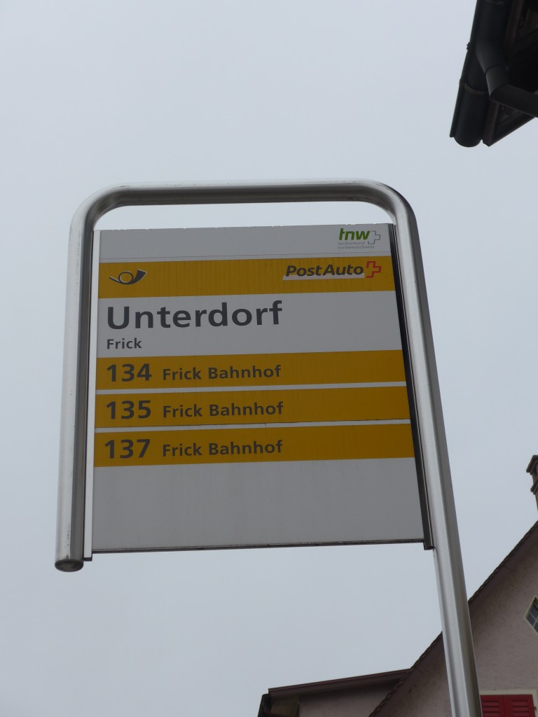 (168'770) - PostAuto-Haltestelle - Frick, Unterdorf - am 20. Februar 2016