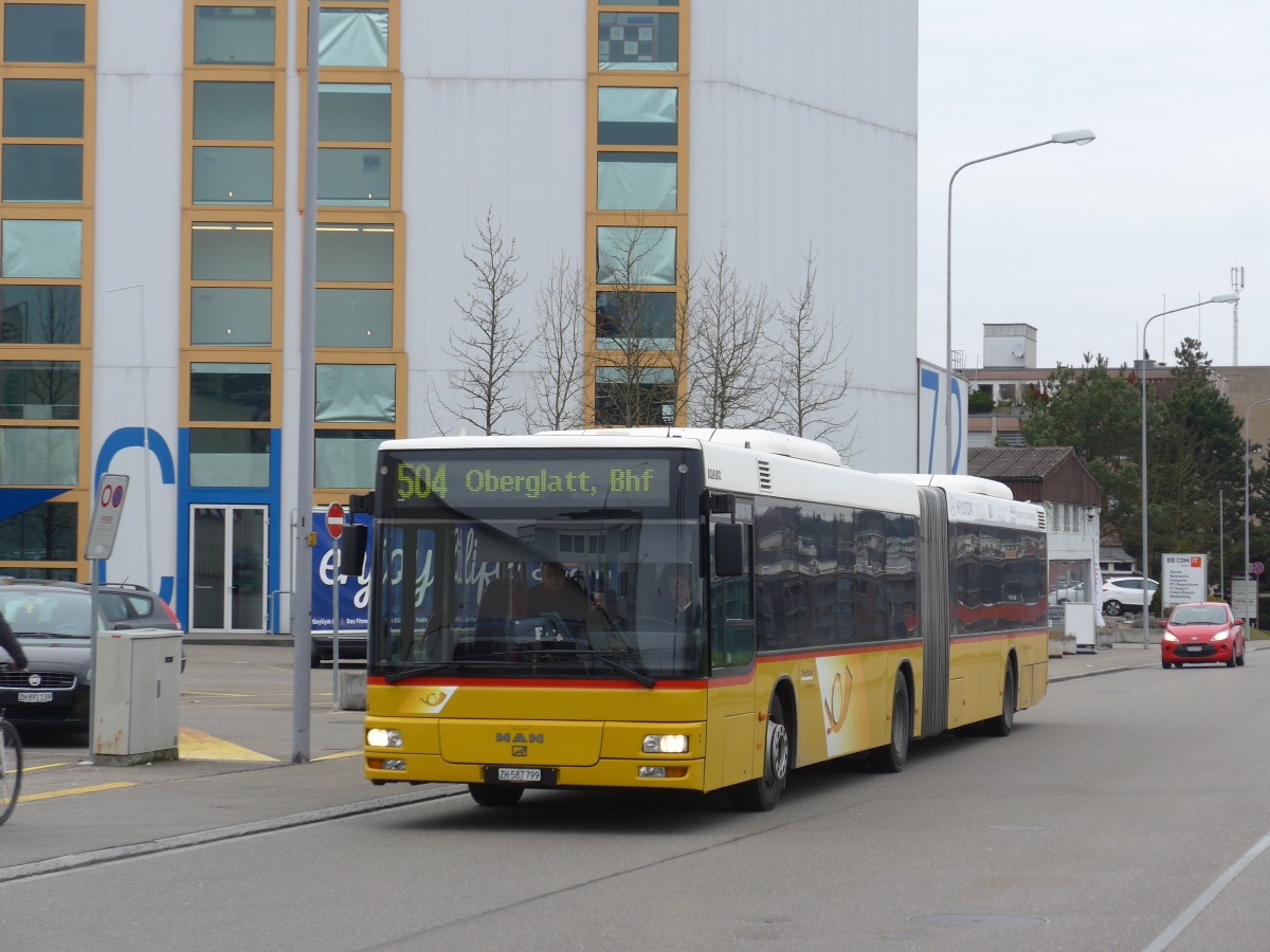 (168'883) - PostAuto Zrich - Nr. 164/ZH 587'799 - MAN (ex Nr. 26) am 24. Februar 2016 in Blach, Einkaufszentrum Sd