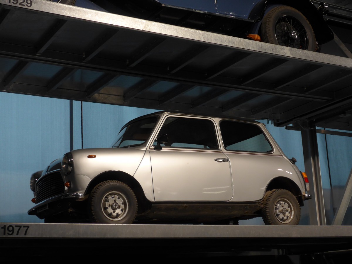 (168'919) - Austin Mini - Jahrgang 1977 - am 25. Februar 2016 in Luzern, Verkehrshaus