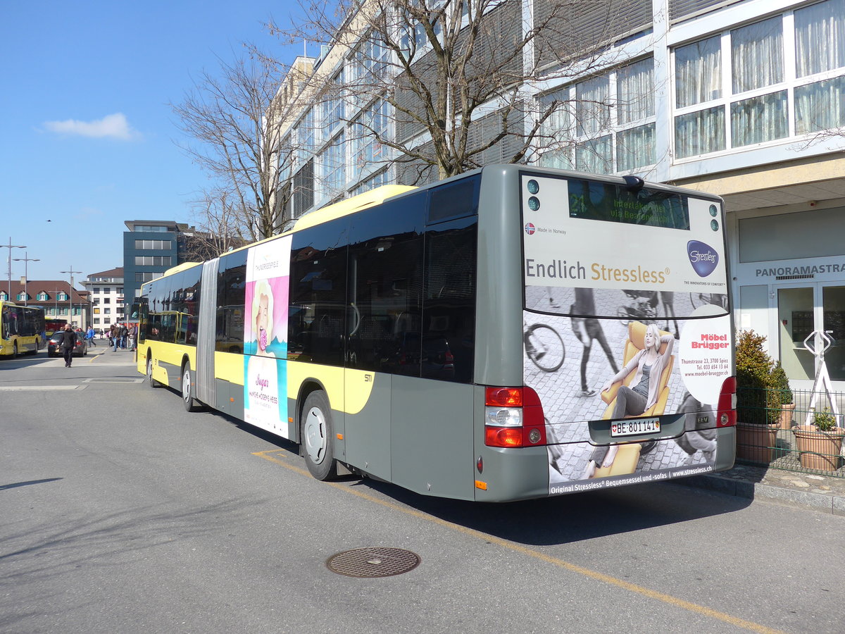 (169'218) - STI Thun - Nr. 141/BE 801'141 - MAN am 10. Mrz 2016 bei der Schifflndte Thun