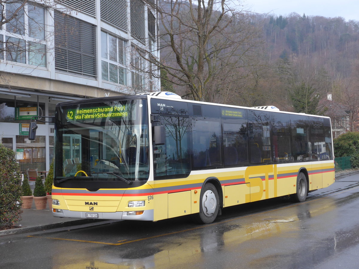 (169'509) - STI Thun - Nr. 126/BE 700'126 - MAN am 25. Mrz 2016 bei der Schifflndte Thun