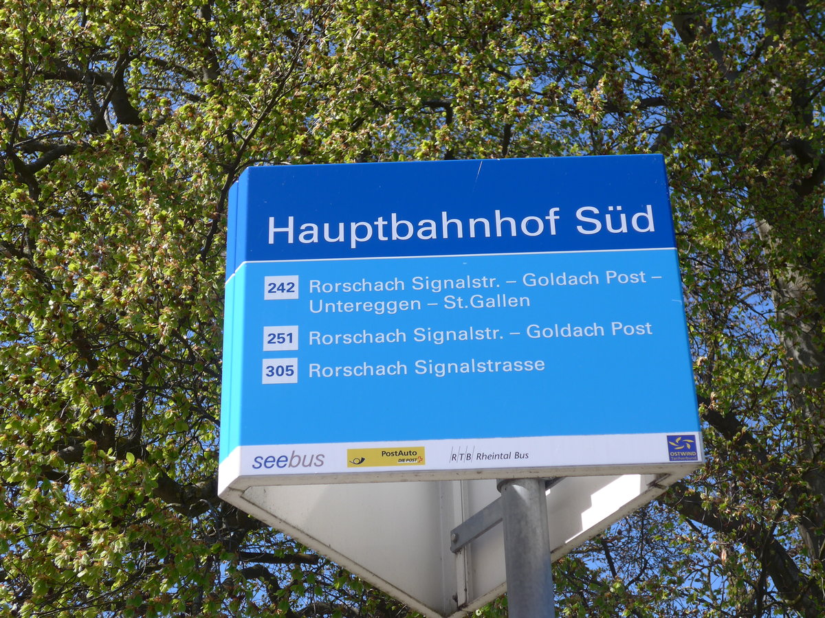 (169'944) - seebus/PostAuto/RTB-Haltestelle - Rorschach, Hauptbahnhof S�d - am 12. April 2016