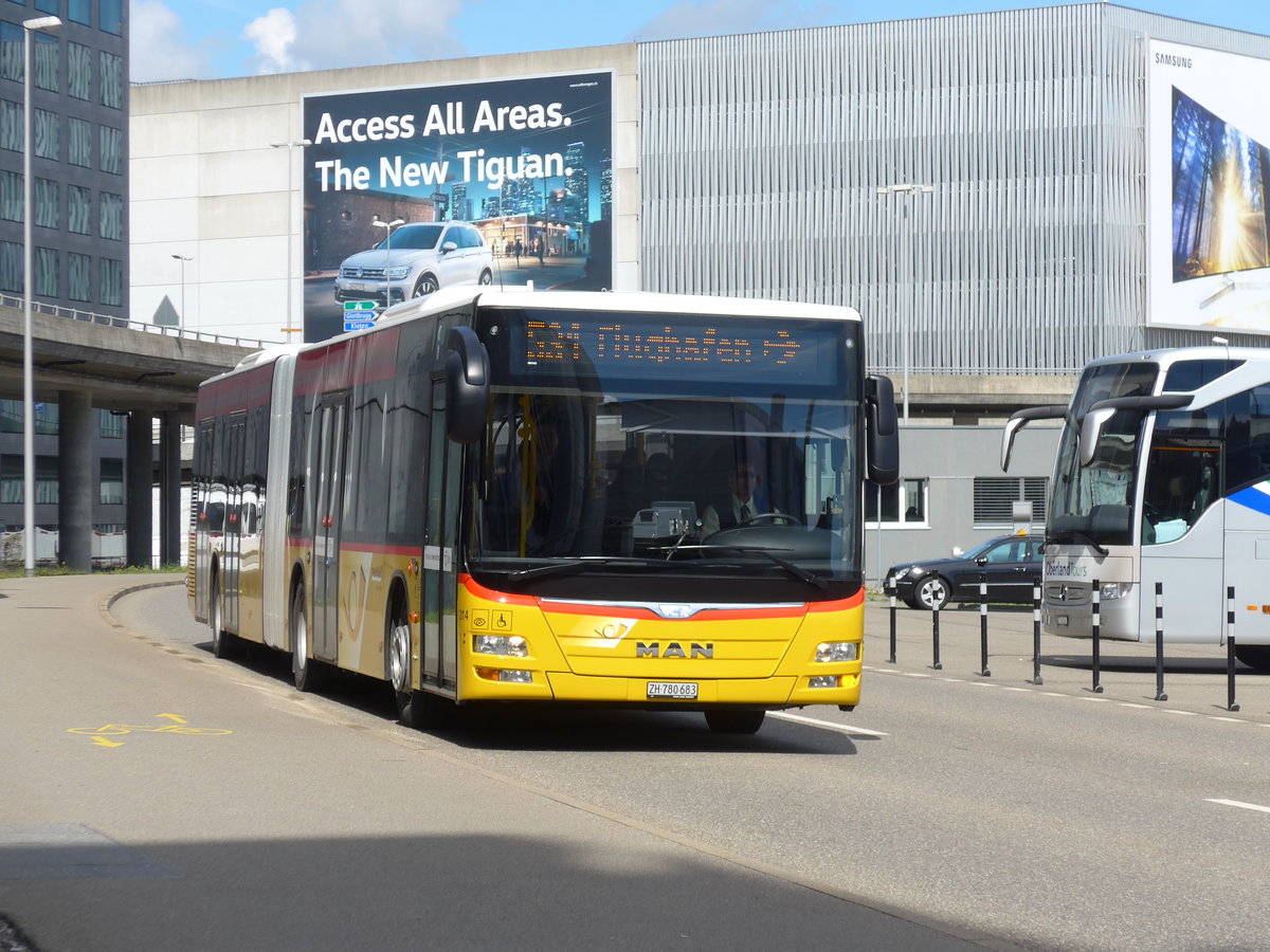 (170'043) - PostAuto Zrich - Nr. 314/ZH 780'683 - MAN am 14. April 2016 in Zrich, Flughafen