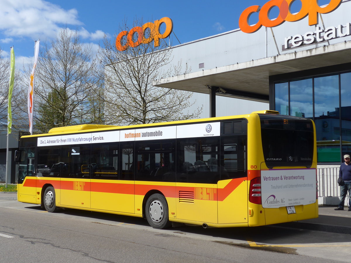 (170'102) - BLT Oberwil - Nr. 80/BL 7136 - Mercedes am 16. April 2016 in Oberwil, Hslimatt