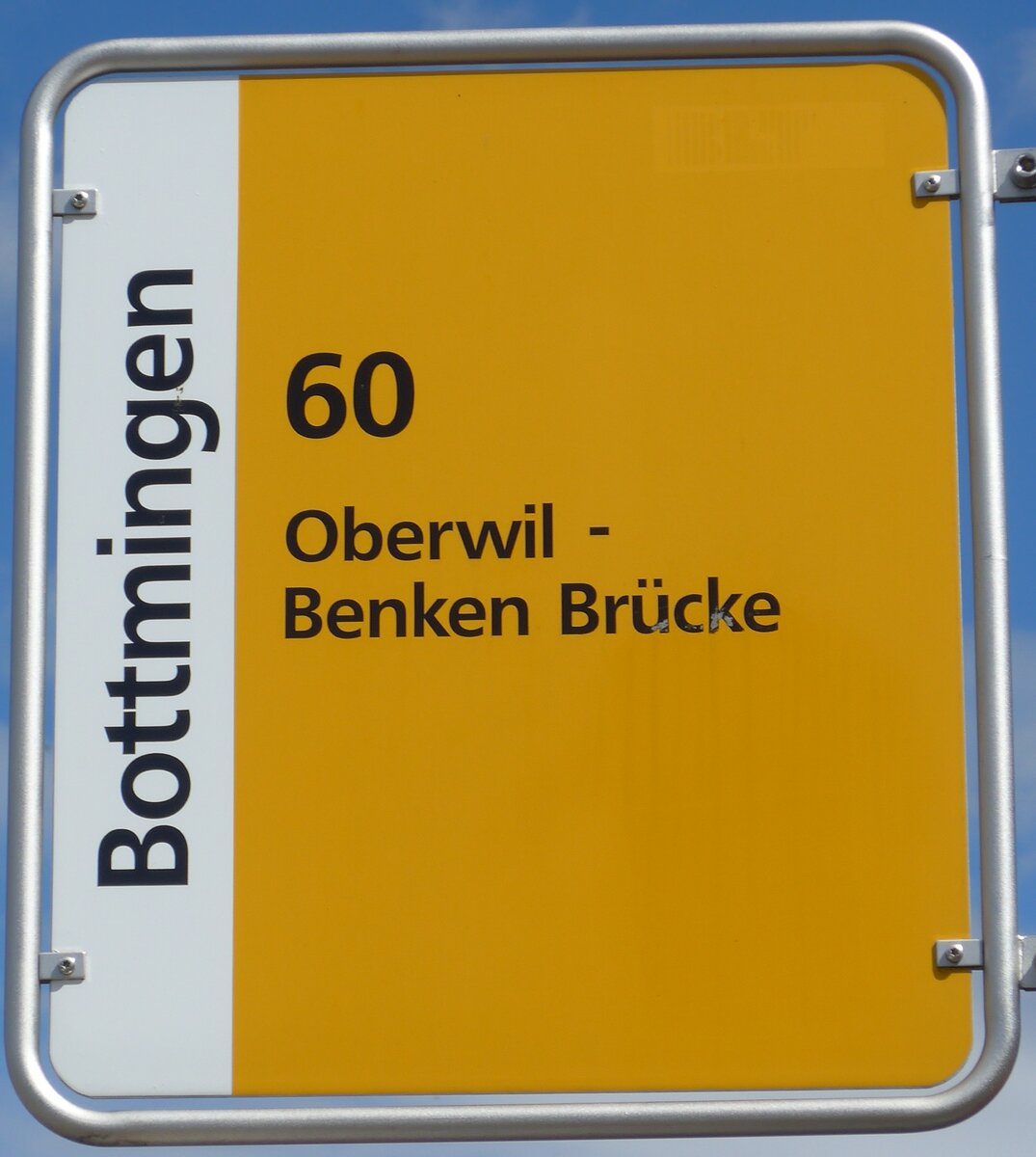 (170'106) - BLT-Haltestellenschild - Bottmingen, Schloss - am 16. April 2016