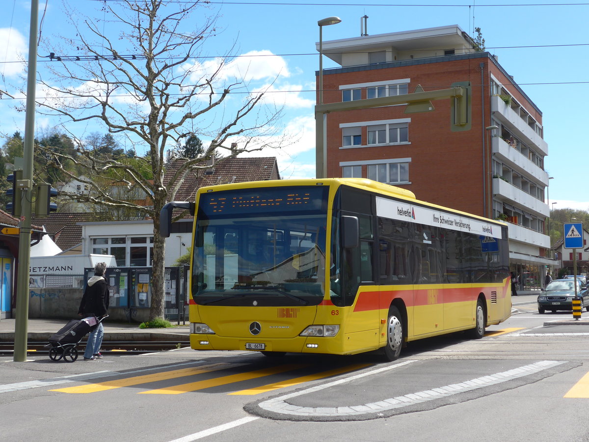 (170'110) - BLT Oberwil - Nr. 63/BL 6678 - Mercedes am 16. April 2016 in Bottmingen, Schloss