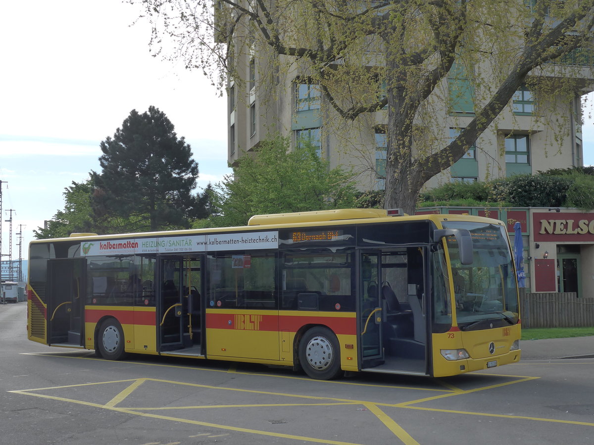 (170'262) - BLT Oberwil - Nr. 73/BL 153'268 - Mercedes am 30. April 2016 beim Bahnhof Muttenz