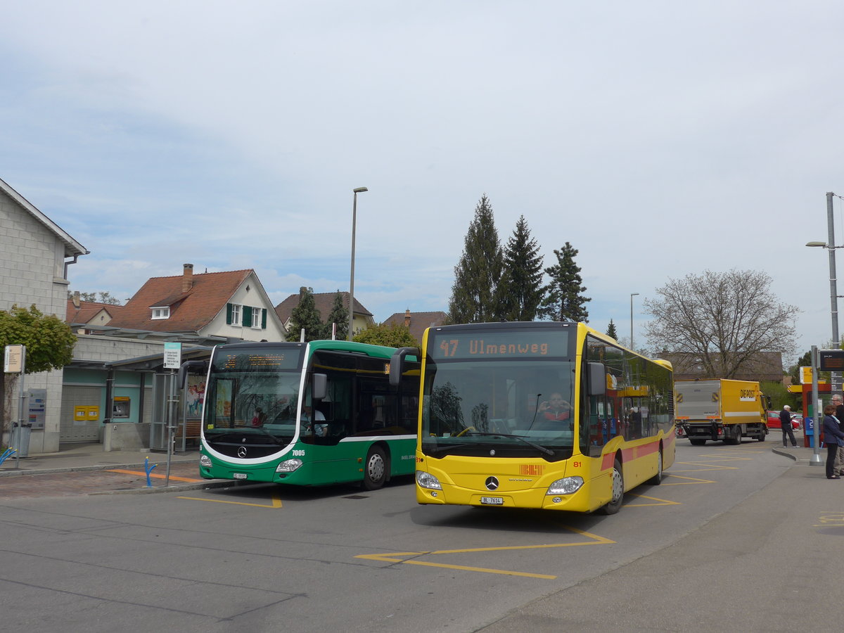 (170'311) - BLT Oberwil - Nr. 81/BL 7614 - Mercedes am 30. April 2016 in Bottmingen, Schloss