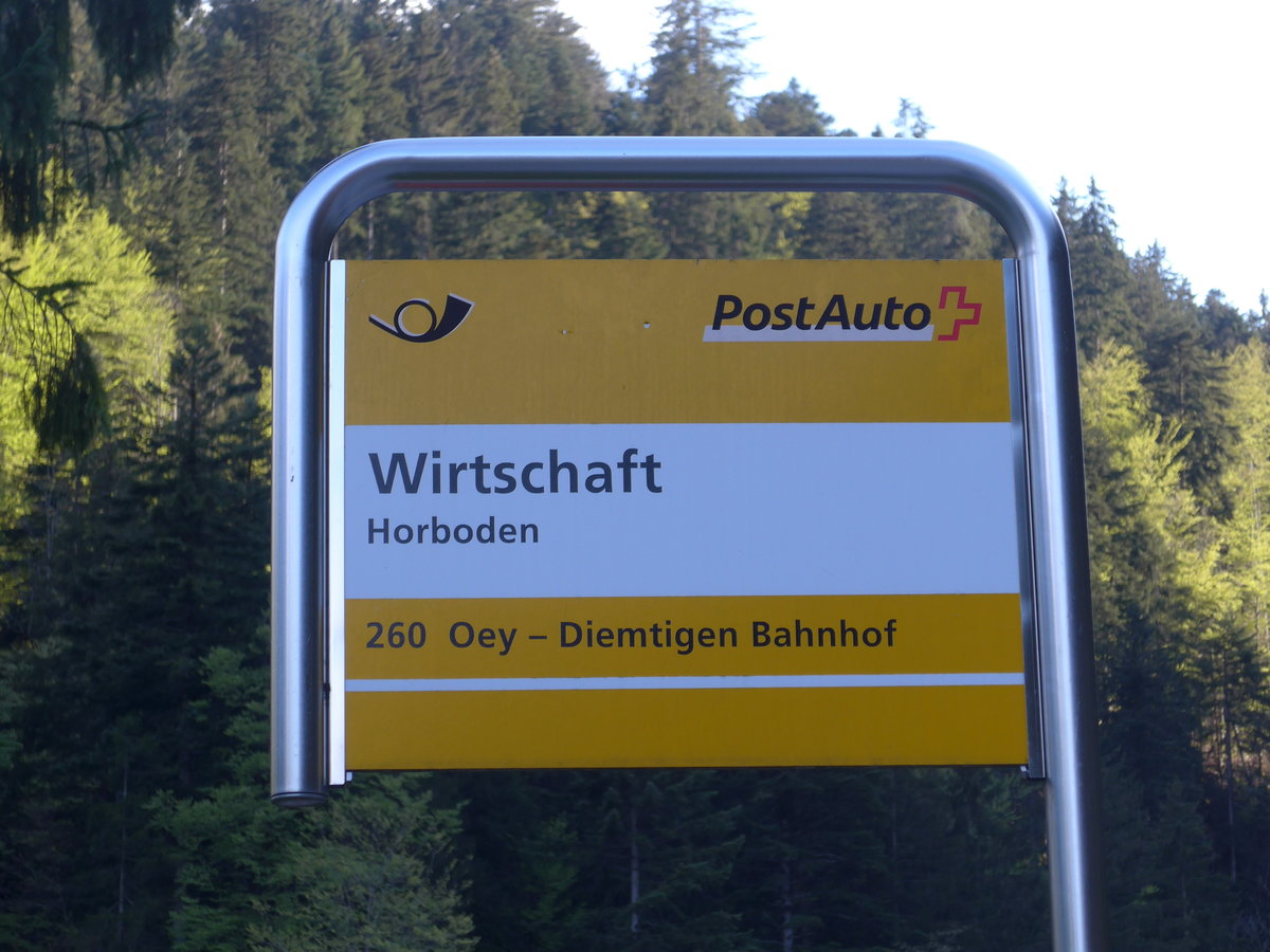 (170'336) - PostAuto-Haltestelle - Horboden, Wirtschaft - am 4. Mai 2016