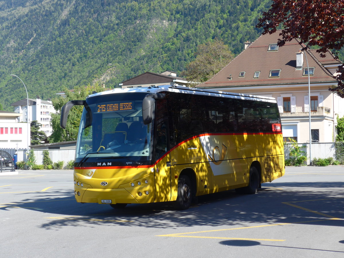 (170'372) - TMR Martigny - Nr. 126/VS 1109 - MAN/Beulas am 5. Mai 2016 beim Bahnhof Martigny