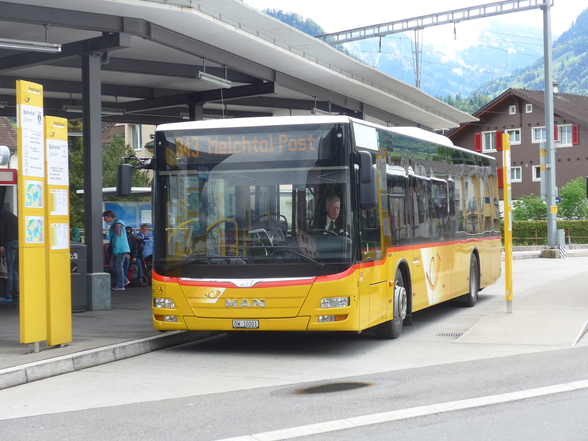 (170'831) - Dillier, Sarnen - Nr. 9/OW 10'001 - MAN am 14. Mai 2016 beim Bahnhof Sarnen