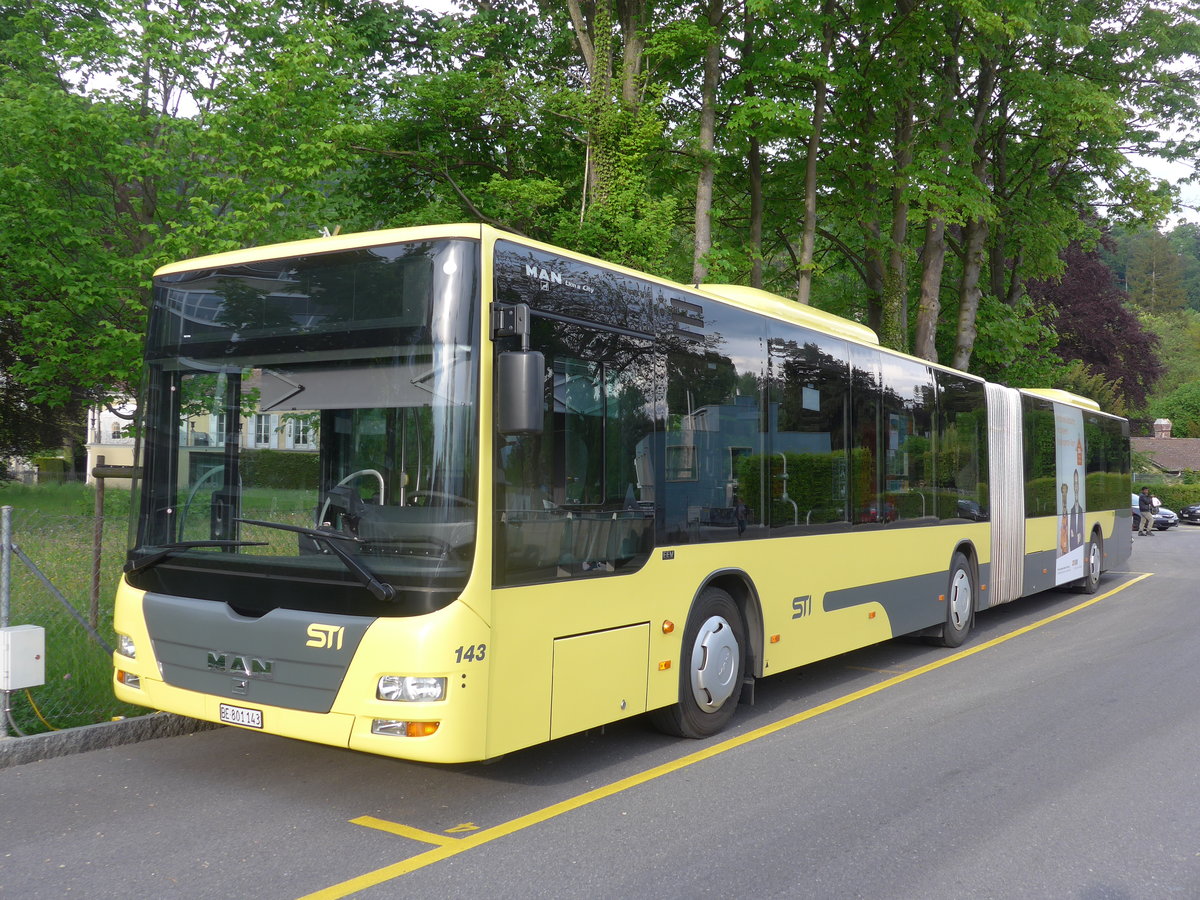 (170'988) - STI Thun - Nr. 143/BE 801'143 - MAN am 18. Mai 2016 bei der Schifflndte Thun