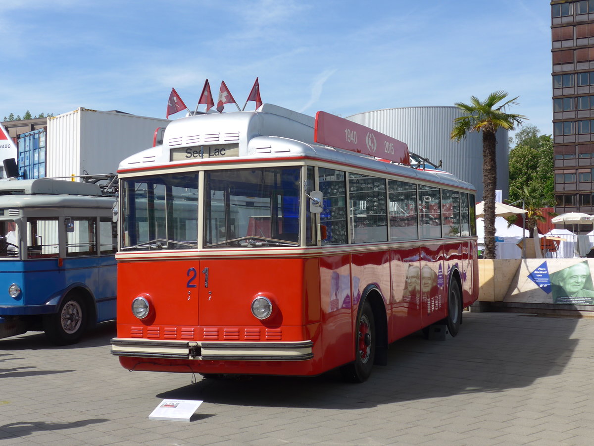 (171'229) - VB Biel - Nr. 21 - Berna/Hess Trolleybus am 22. Mai 2016 in Luzern, Verkehrshaus