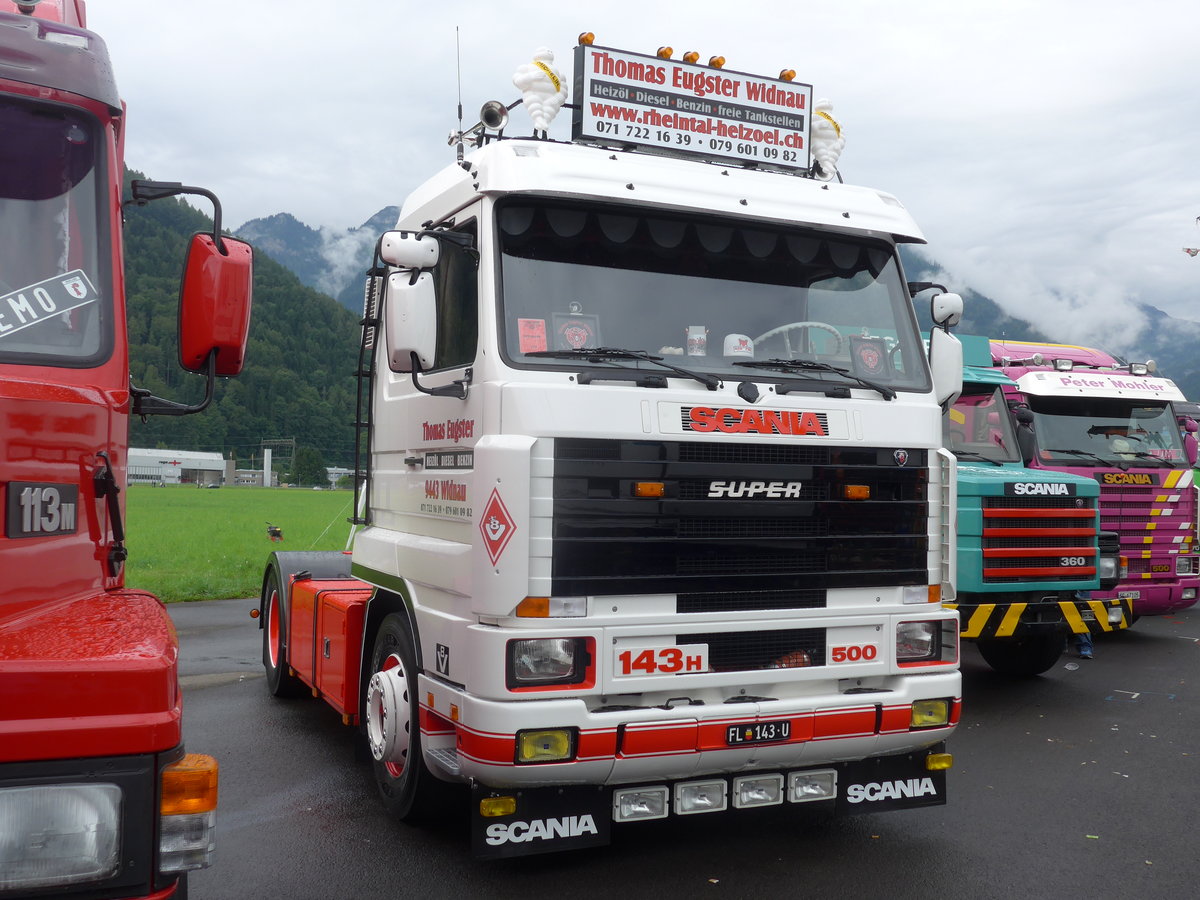(172'291) - Eugster, Widnau - FL 143 U - Scania am 26. Juni 2016 in Interlaken, Flugplatz