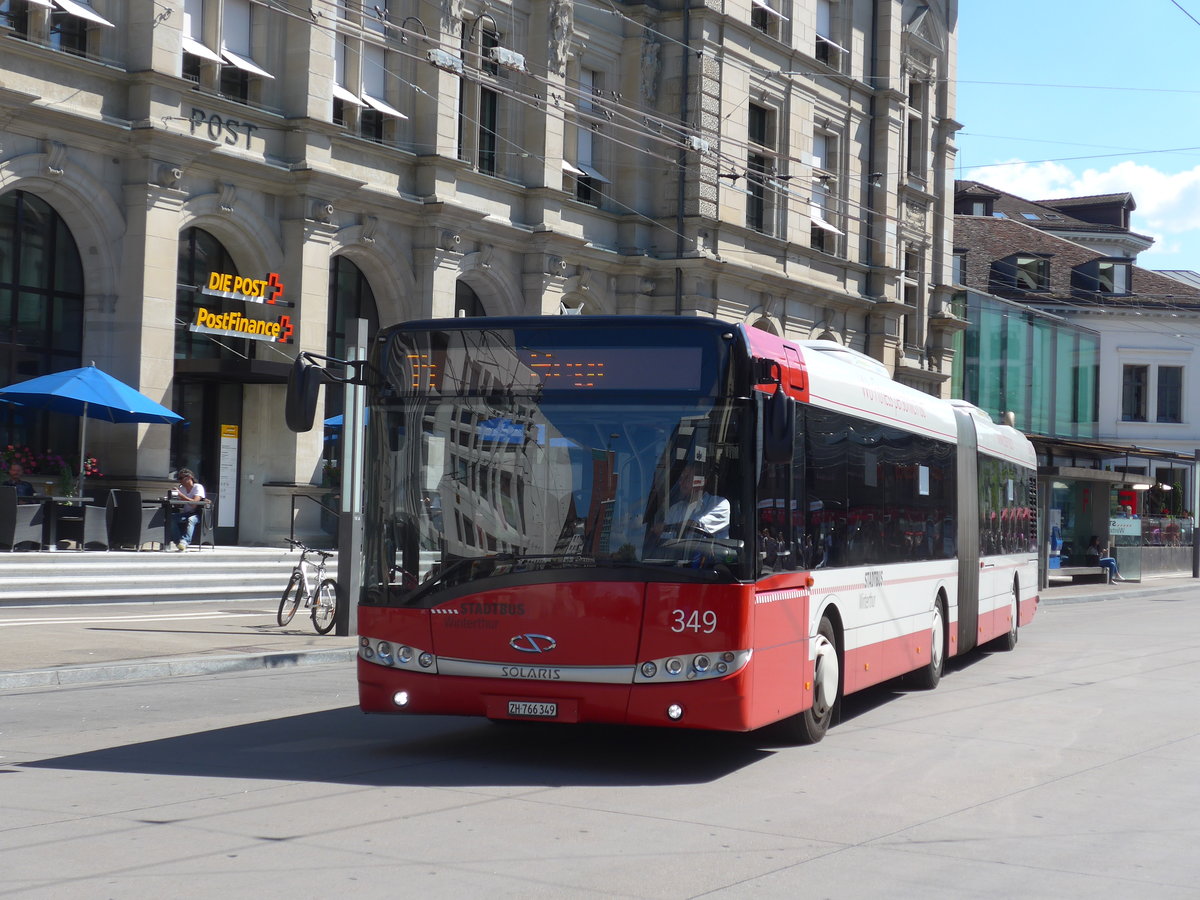 (172'676) - SW Winterthur - Nr. 349/ZH 766'349 - Solaris am 27. Juni 2016 beim Hauptbahnhof Winterthur