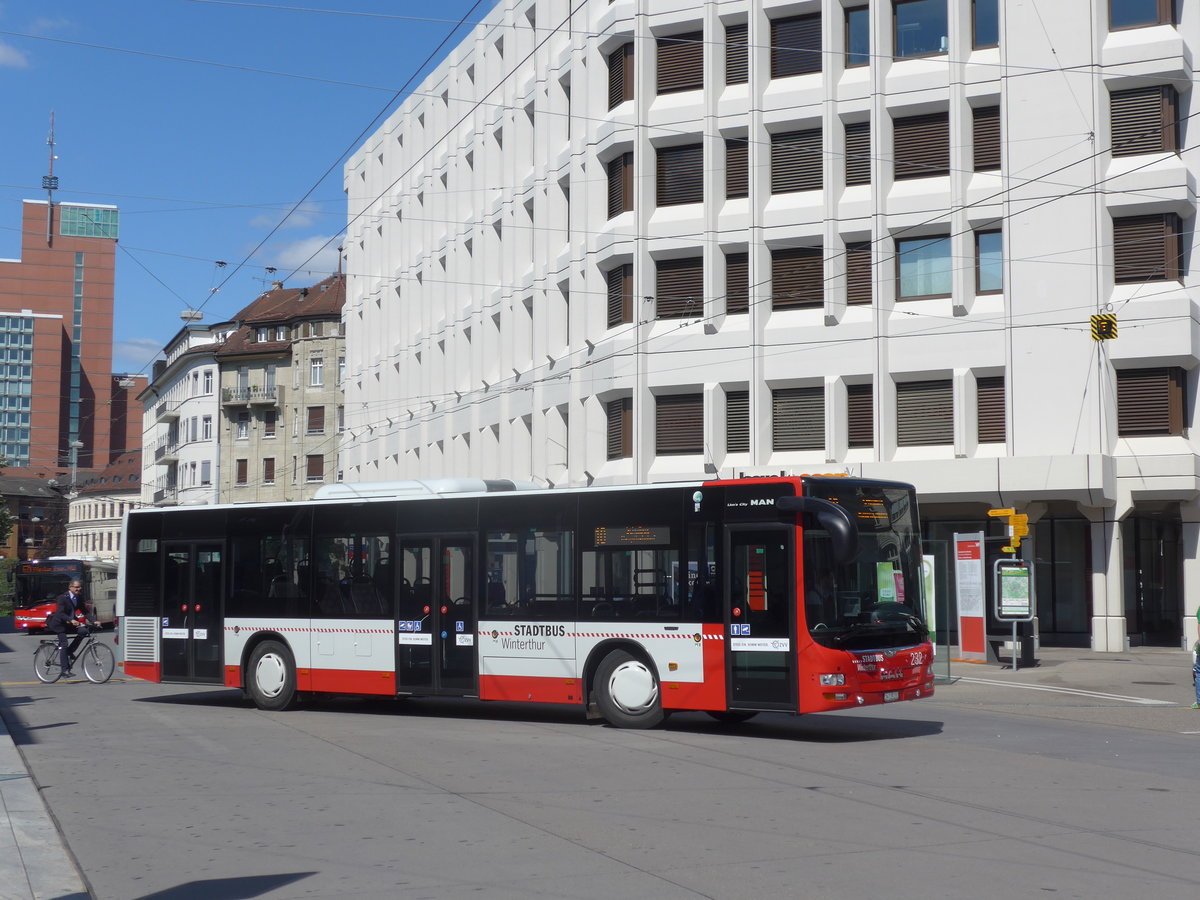 (172'680) - SW Winterthur - Nr. 232/ZH 725'232 - MAN am 27. Juni 2016 beim Hauptbahnhof Winterthur