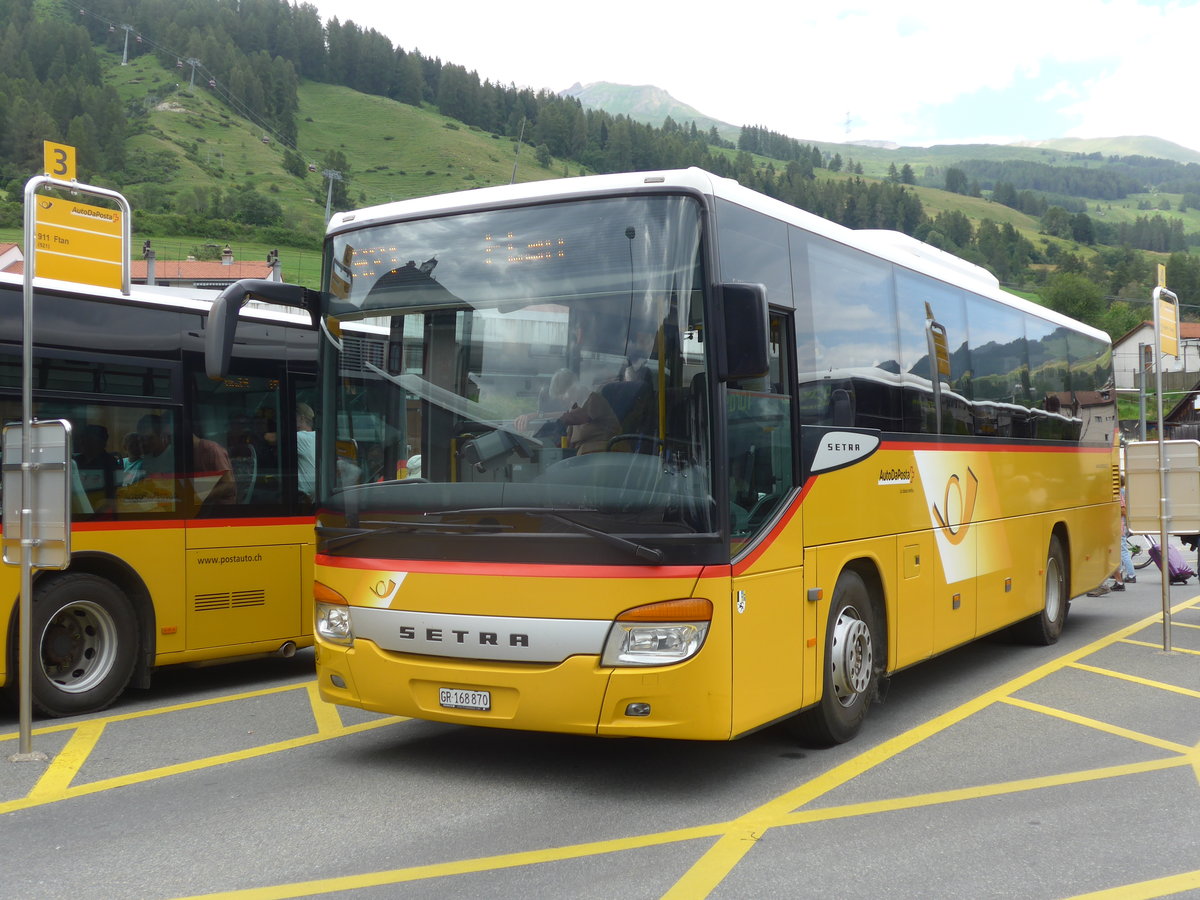 (173'348) - PostAuto Graubnden - GR 168'870 - Setra (ex Heim, Flums) am 24. Juli 2016 beim Bahnhof Scuol-Tarasp