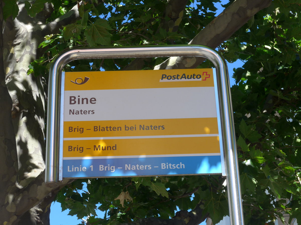 (173'677) - PostAuto-Haltestelle - Naters, Bine - am 7. August 2016