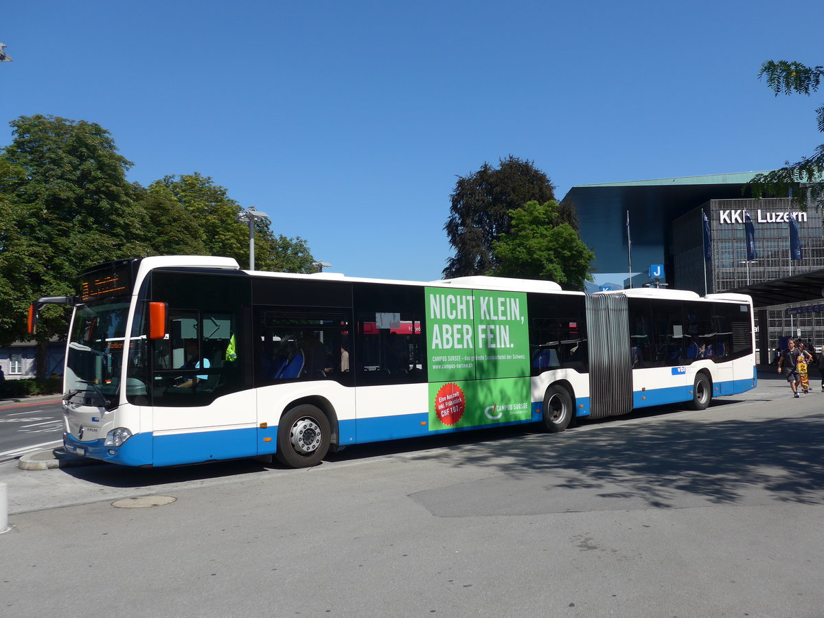 (173'871) - VBL Luzern - Nr. 165/LU 173'571 - Mercedes am 8. August 2016 beim Bahnhof Luzern