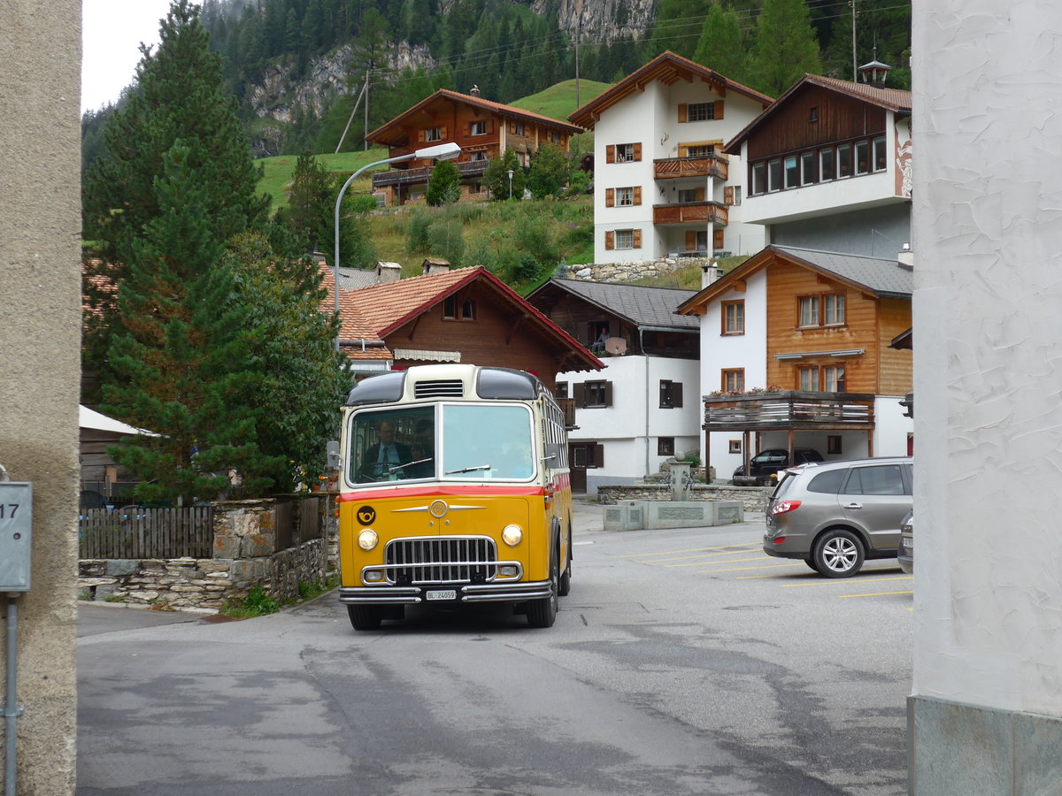 (174'160) - Tanner&Lambach, Reigoldswil - Nr. 2/BL 24'059 - FBW/R&J (ex Hunziker, Rschlikon; ex P 24'059) am 21. August 2016 in Innerferrera