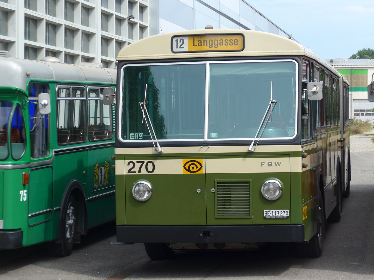 (174'540) - SVB Bern (TVB) - Nr. 270/BE 113'270 - FBW/SWS-Gangloff am . September 2016 in Aarberg, Halle TVB