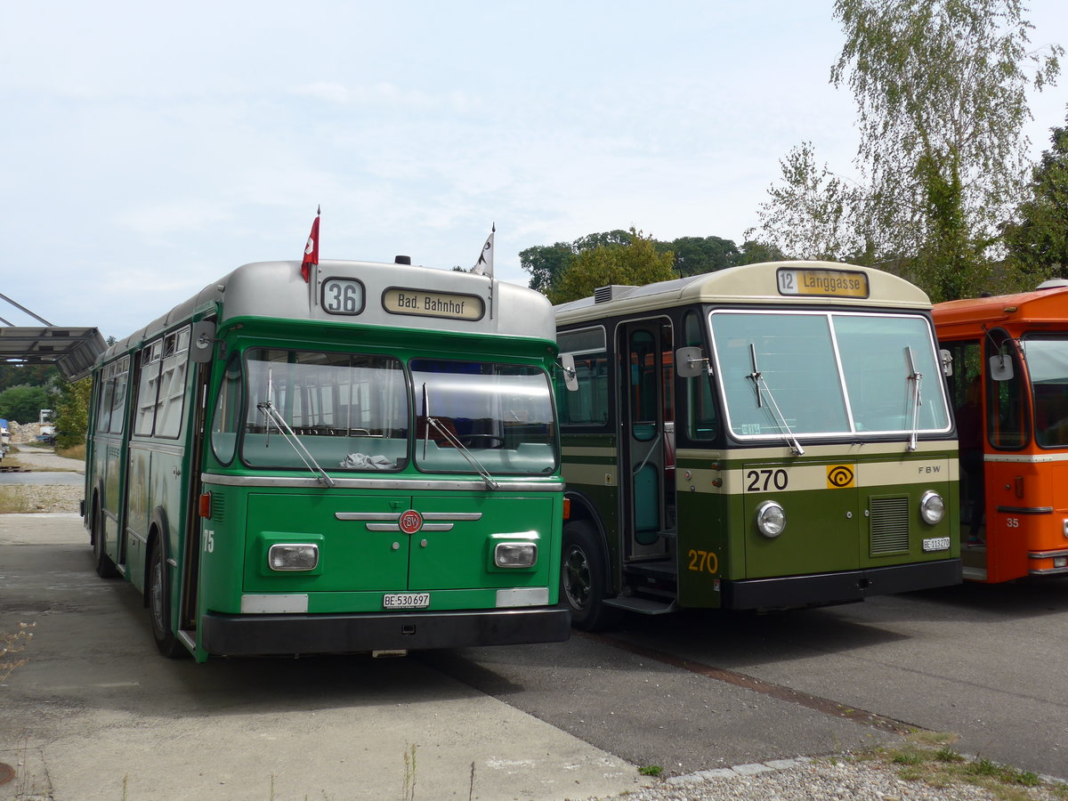 (174'543) - BVB Basel (RWB) - Nr. 75/BE 530'697 - FBW/FHS am 4. September 2016 in Aarberg, Halle TVB