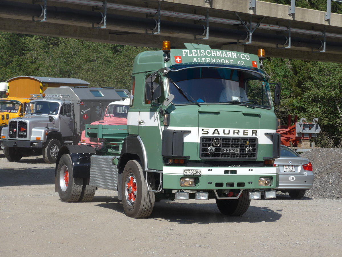 (174'752) - Fleischmann, Altendorf - SZ 90'028 U - Saurer am 10. September 2016 in Campo, Saurertreffen